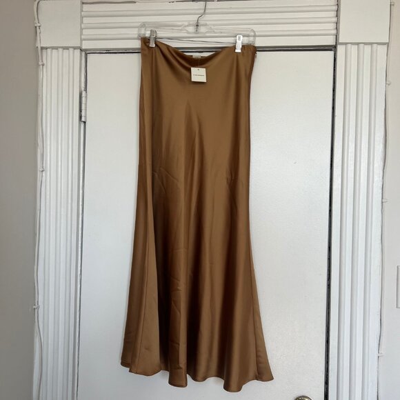 Club Monaco Mustard Long Bias Slip Skirt Size 8 - Picture 7 of 7